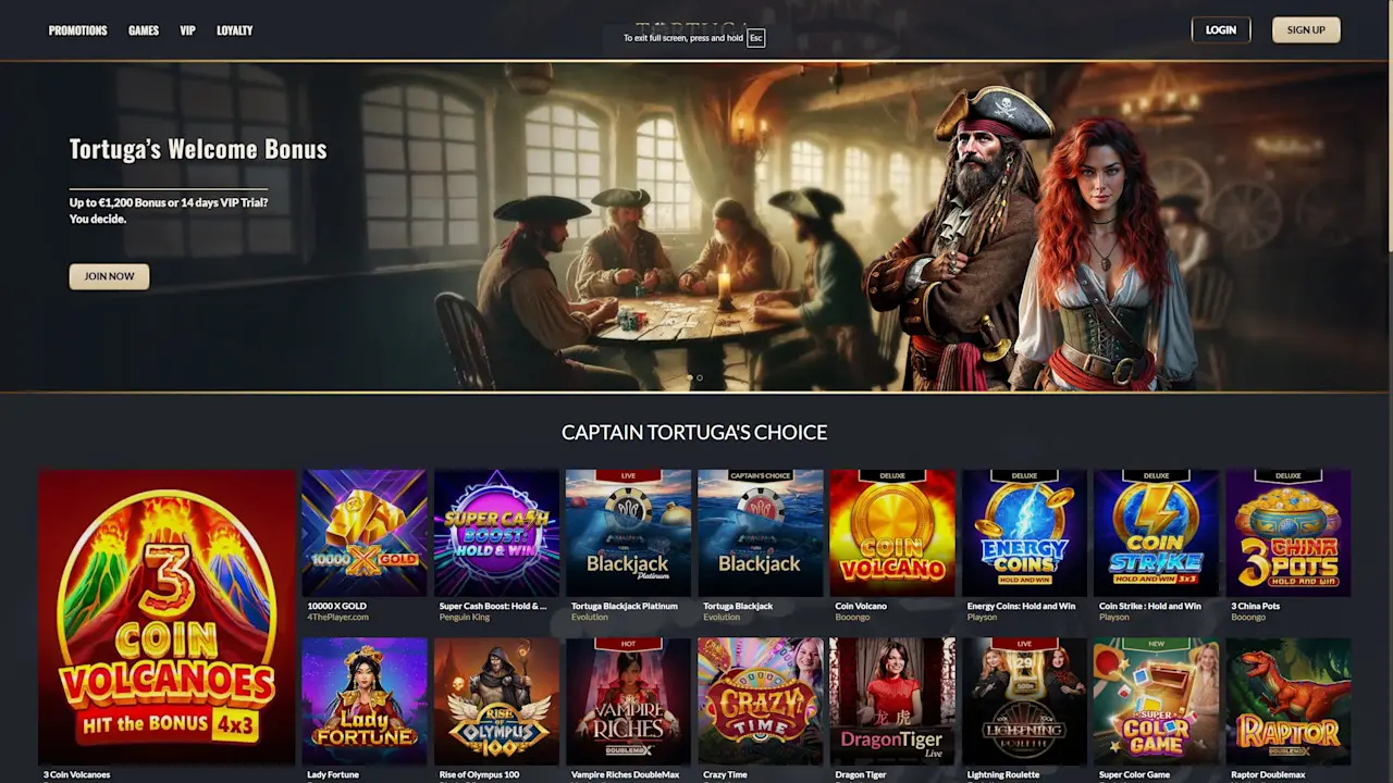 Tortuga Casino interface