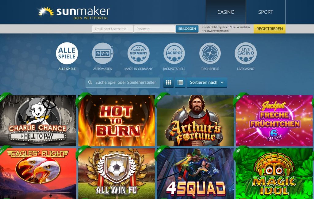 sunmaker casino test